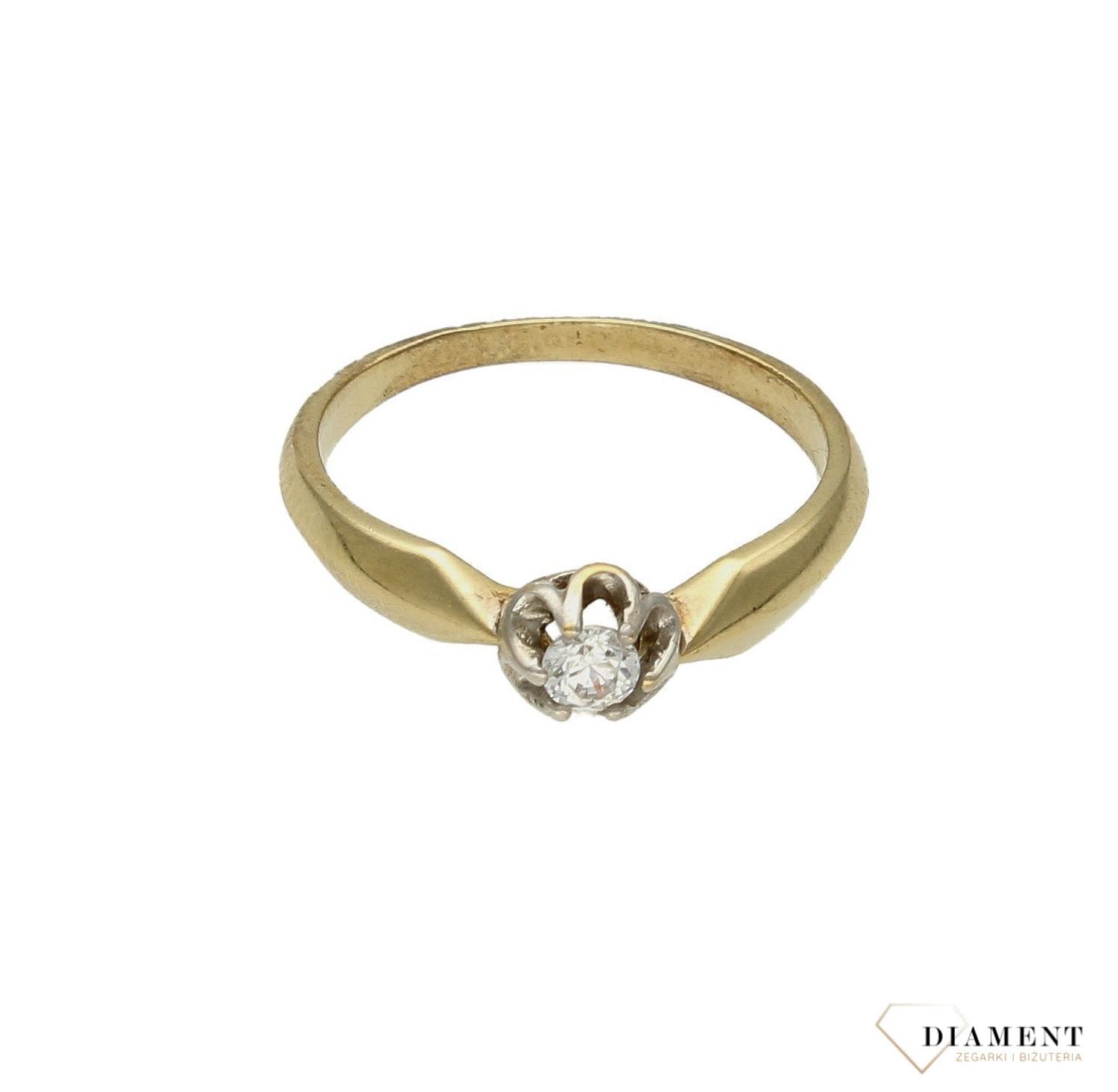 Złoty pierścionek damski zaręczynowy klasyk próba 333 PI  928. Złoty pierścionek  świetnie się sprawdzi na prezent z okazji urod (3).jpg